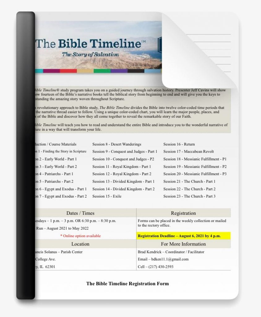 The Bible Timeline Story of Salvation Study - Register By August 6th - St. Francis Solanus