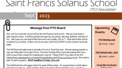 PTO Newsletter – September 2023 - St. Francis Solanus