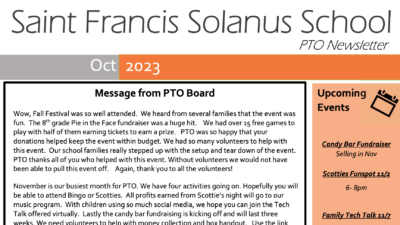 PTO Newsletter – October 2023 - St. Francis Solanus