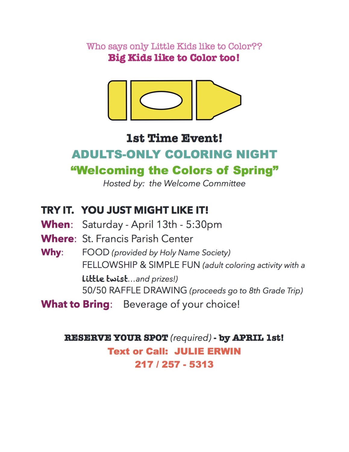 W&W 1st Event - Adult COLORING Night